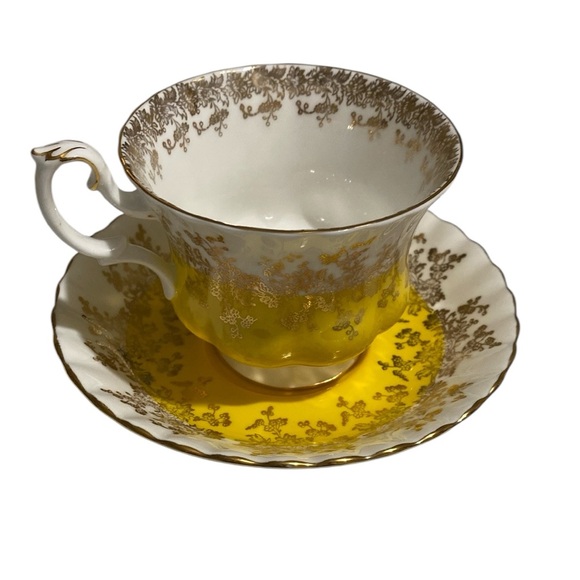 Royal Albert Other - Royal Albert Bone China Yellow Teacup and Saucer with Gold Accents